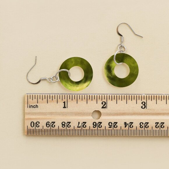 Recycled Early 1900's Olive Wine Bottle Glass Hoop Earrings - Picture 6 of 6